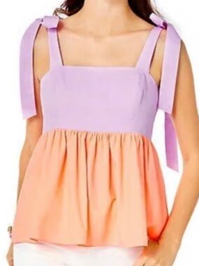 Lilly Pulitzer Anlee Poplin Color Block Top Size 4 Purple Iris PB Bellini
